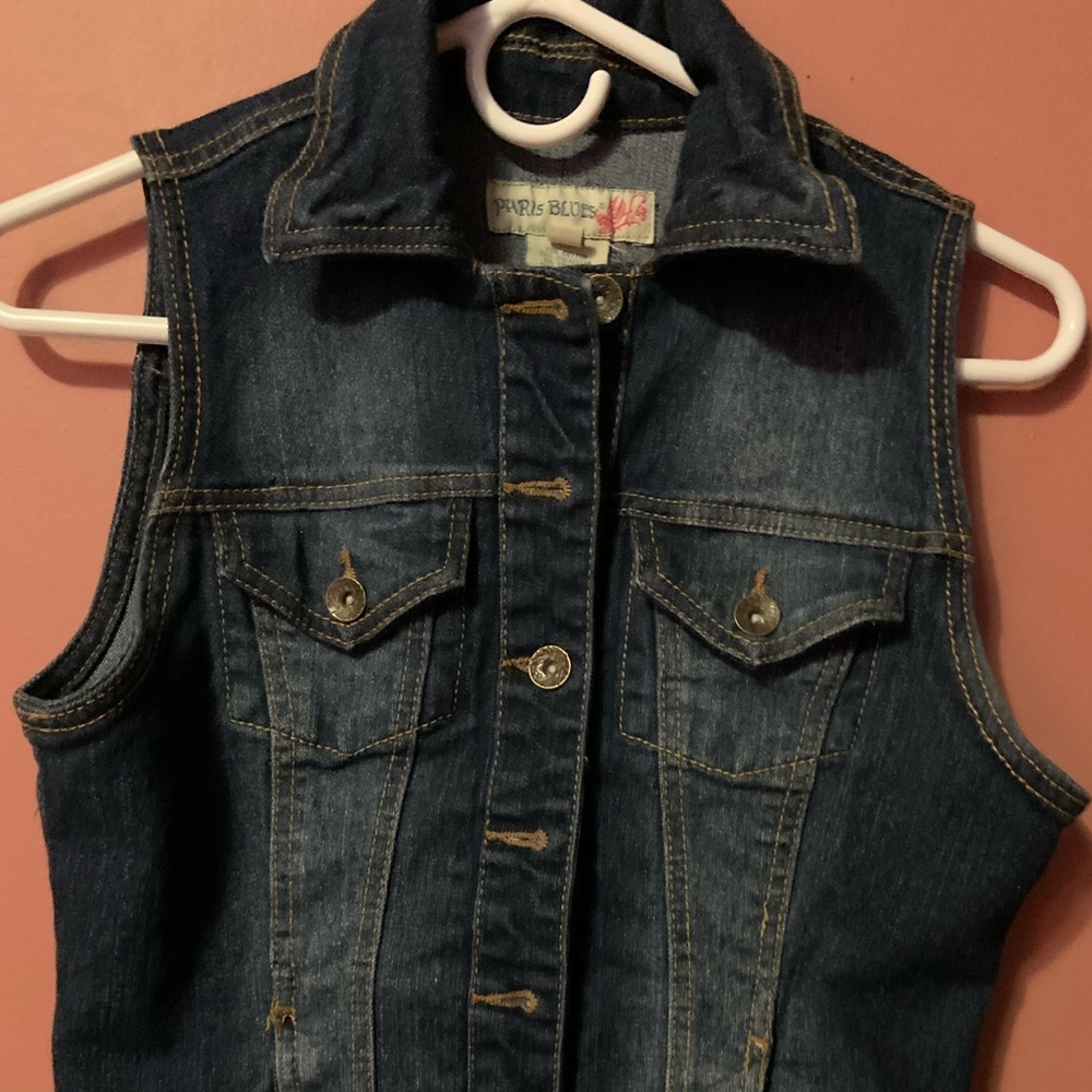 VTG Paris blues Jean Denim Vest MEDIUM